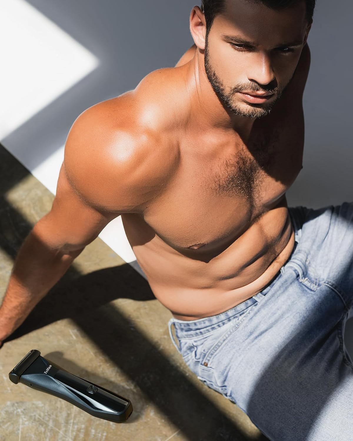 Telfun 2-In-1 Body Trimmer & Shavers for Men, Ball Shaver W/Dual-Head Trimmer&Foil Blades, Waterproof Groomer W/Light for Pubic, Groin, Back, Electric Razor W/Travel Lock, Pouch, USB-C Cable