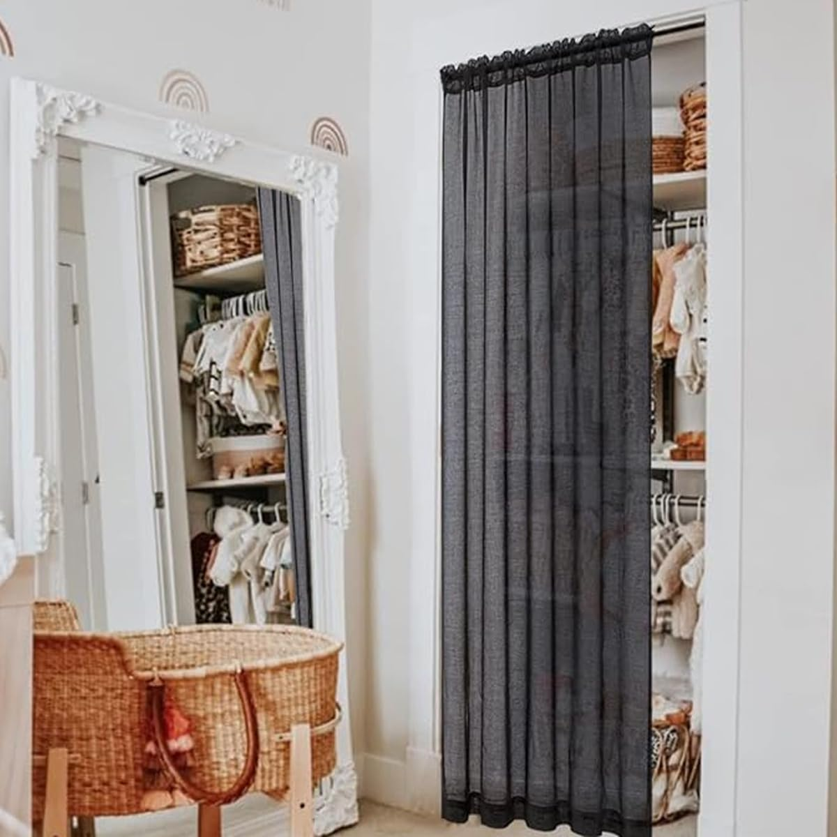 AIMALL Sheer Voile Curtain Panel for Bedroom, Rod Pocket Window Drapes, Polyester, 55X90 Inches, Available in Black, White, Pink image number 3