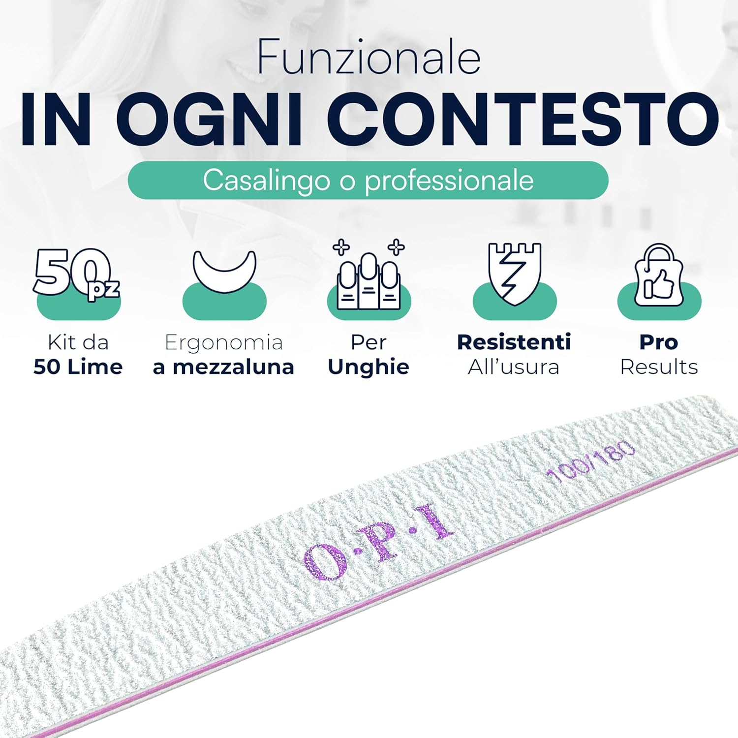 Tempo Di Saldi 100 Half Moon Lime Bilateral Grain 100/180 for Nail Art Reconstruction