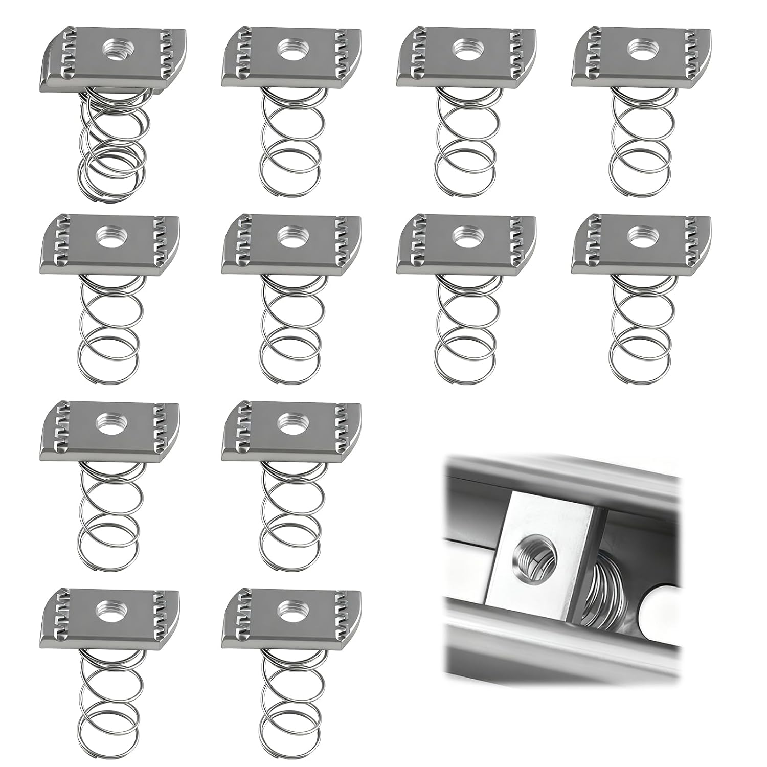 12 Pcs M8 Galvanized Spring Nut, Stainless Steel C-Shaped Steel Special Spring Nut, Durable & Corrosion-Resistant Channel, Ideal for Electrical, HVAC & Construction image number 3