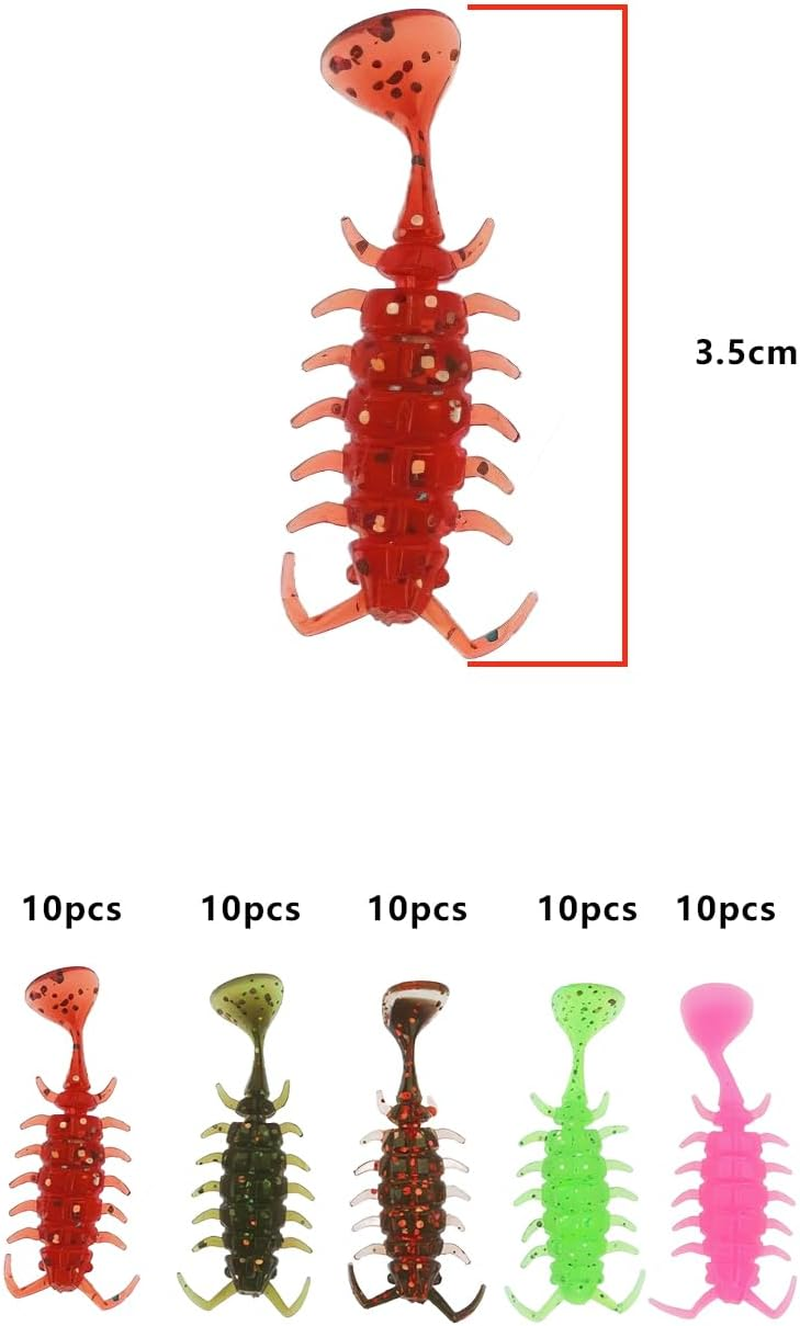Briny River 50Pcs Insect Soft Fish Bait 3.5Cm Worm Shape Plastic Fishing Lures Suitable for Freshwater Seawater Fish