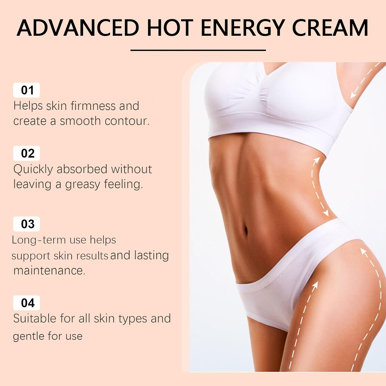 7 Days Flash Hot Energy Cream, Flash Cream, Hot Sweat Creams, Advanced Hots Sweat Firming Body Creams, Firming Skin, Moisturized Hydration Tighten, for Abdomen Waist Legs Arms Thighs (2Pcs) - 4Pcs image number 2