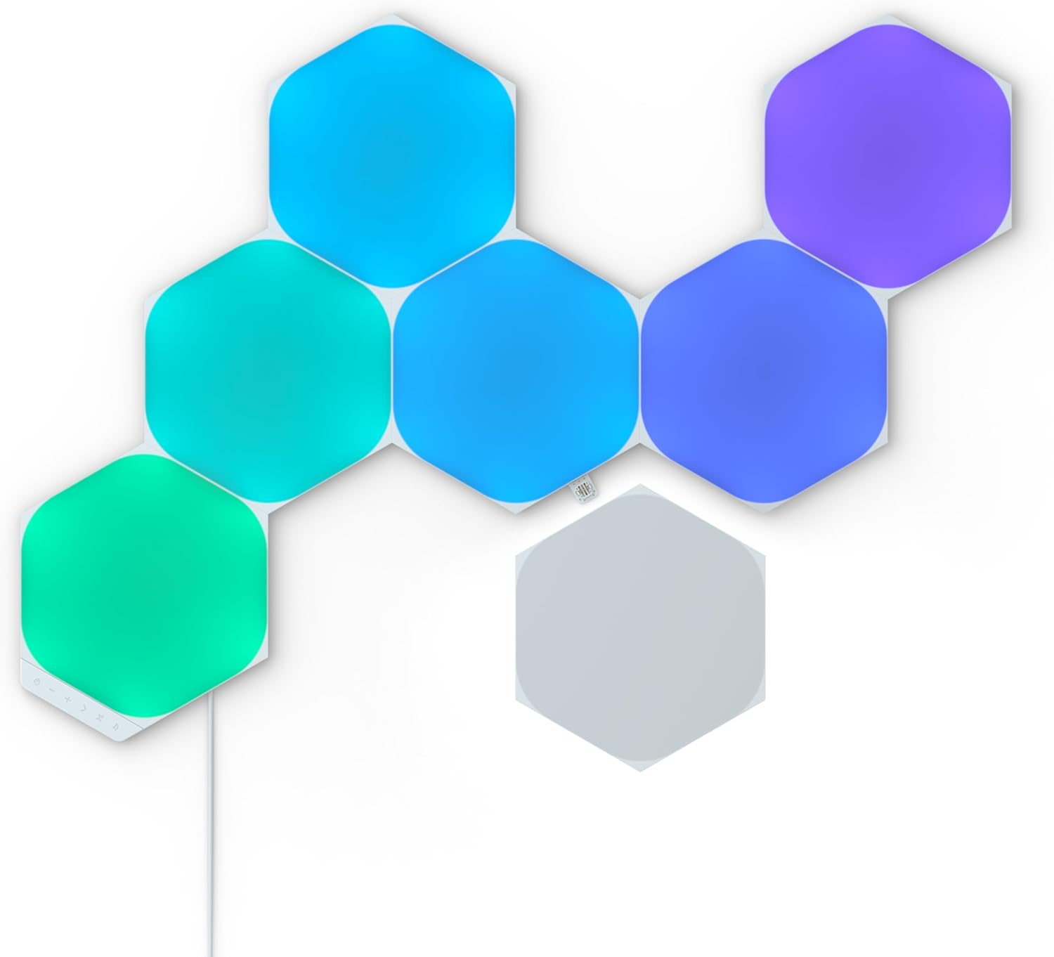 Nanoleaf Shapes Wifi and Thread Smart RGBW 16M+ Color LED Dimmable Gaming and Home Decor Wall Lights Starter Kit Hexagons 7 Pack