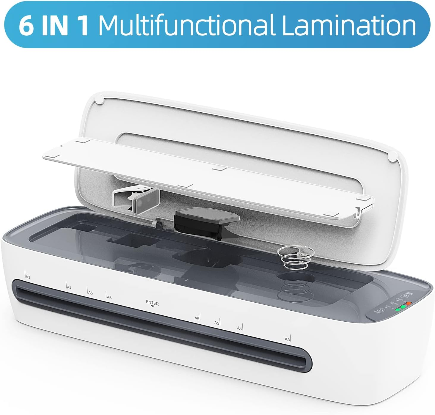 Morelian Desktop Laminator Machine Set A3 Size Multifunctional Hot and Cold Lamination 2 Roller System 12.5 Inches Max Width with Paper Cutter Trimmer Rounder Hole Puncher Binding Hoop Suitable For