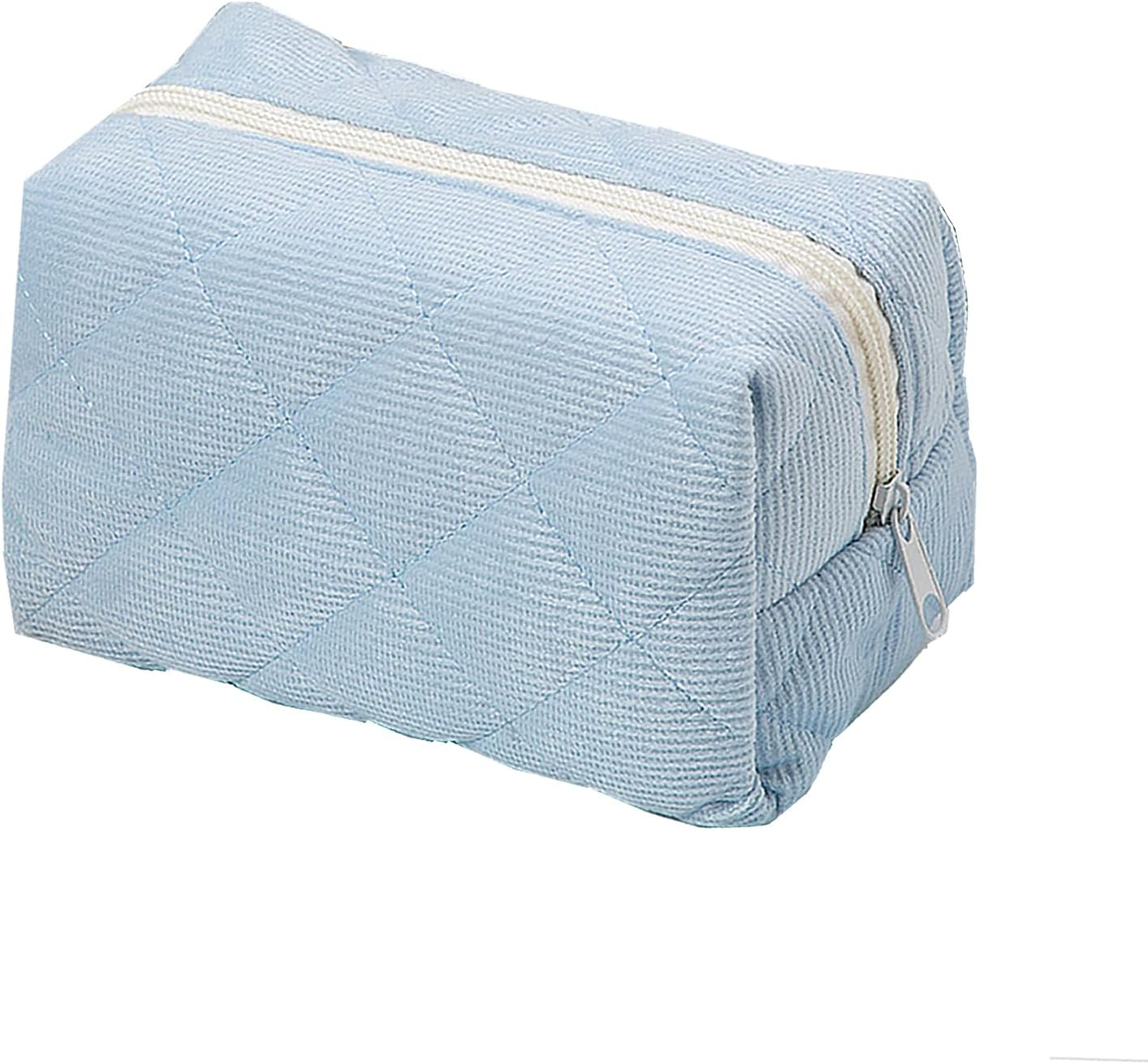 Small Makeup Bag for Purse Corduroy Makeup Bag Travel Makeup Pouch Mini Cosmetic Bag for Women Pink