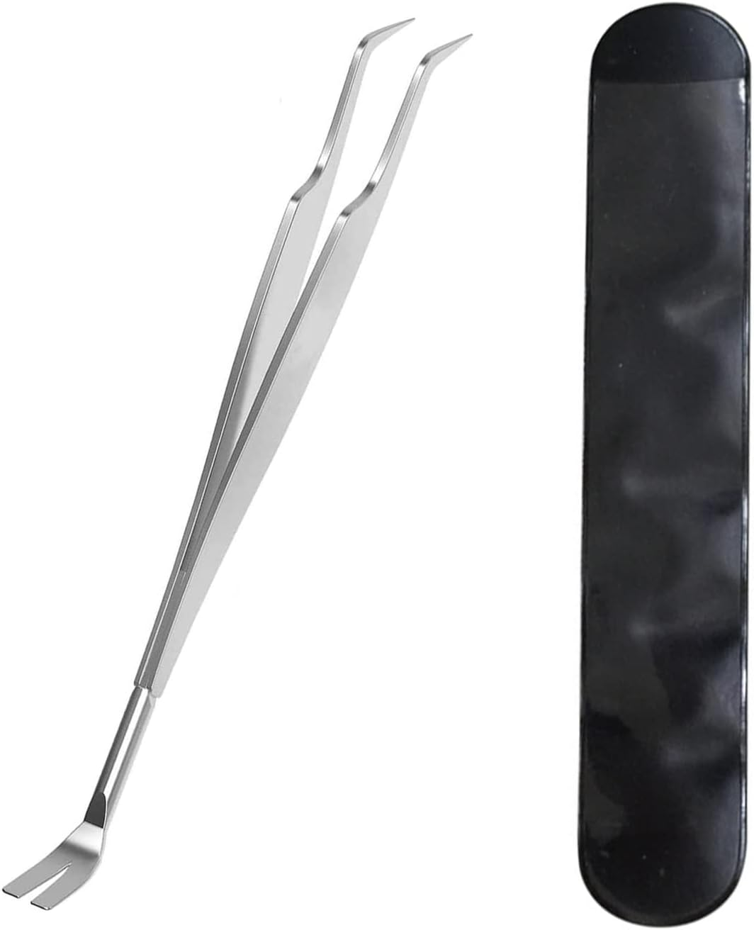 JIEYUCHU 2-In-1 Tick Tweezers, Stainless Steel Tick Tweezers and Tick Hook Included, Reliable against Ticks of Any Size, Tick Remover for Humans, Dogs, Cats with Leather Bag