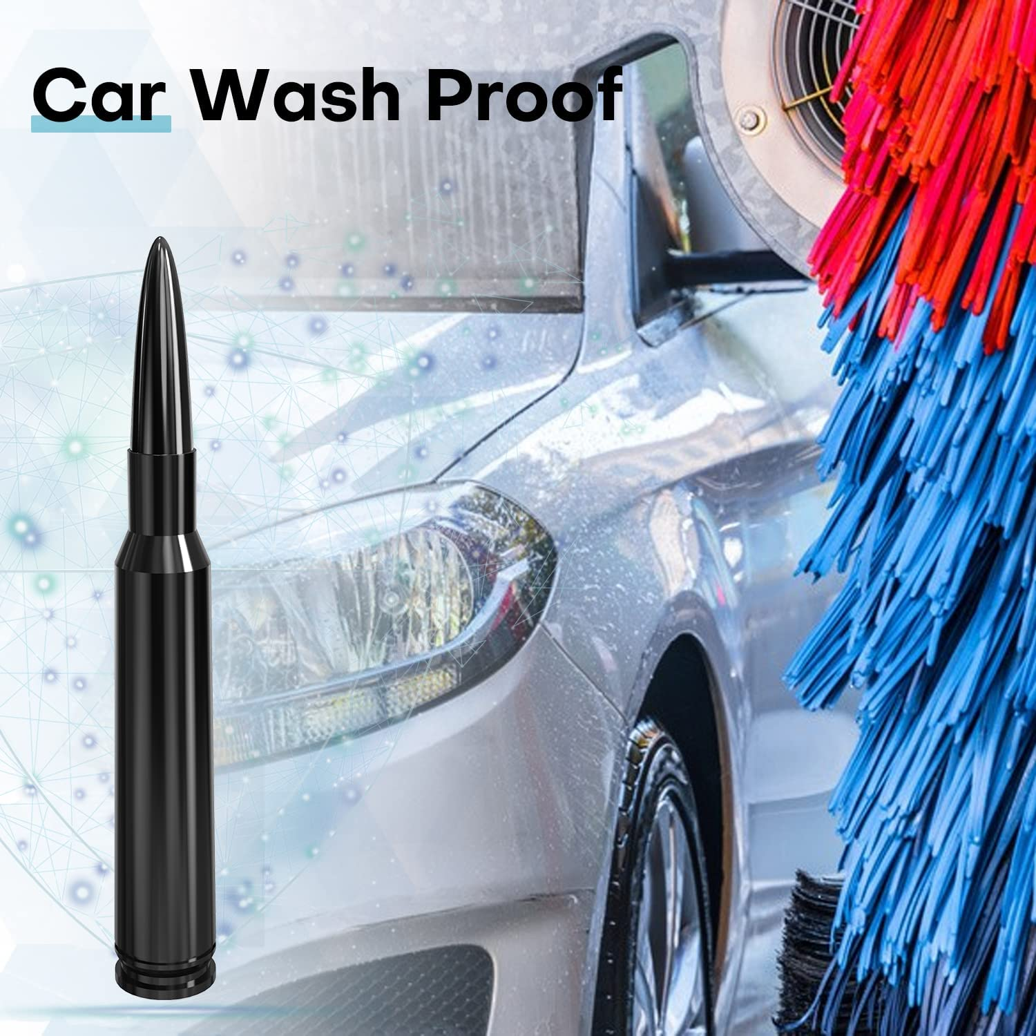 Bullet Antenna Mast Short Car Truck Vehicle Antenna Replacement for Chevy Chevrolet Silverado 1500 2500 3500 HD Avalanche GMC Sierra 1500 2500 3500 Denali Heavy Duty Pickup Trucks image number 4