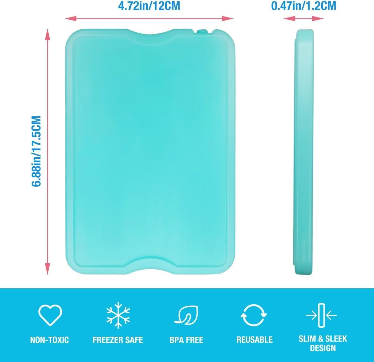 Home Times 8 Pack XL Slim Ice Packs, Quick Freeze Space Saving Long-Lasting Reusable Ice Packs for Lunch Boxes or Coolers(Empty Box without Water) image number 4