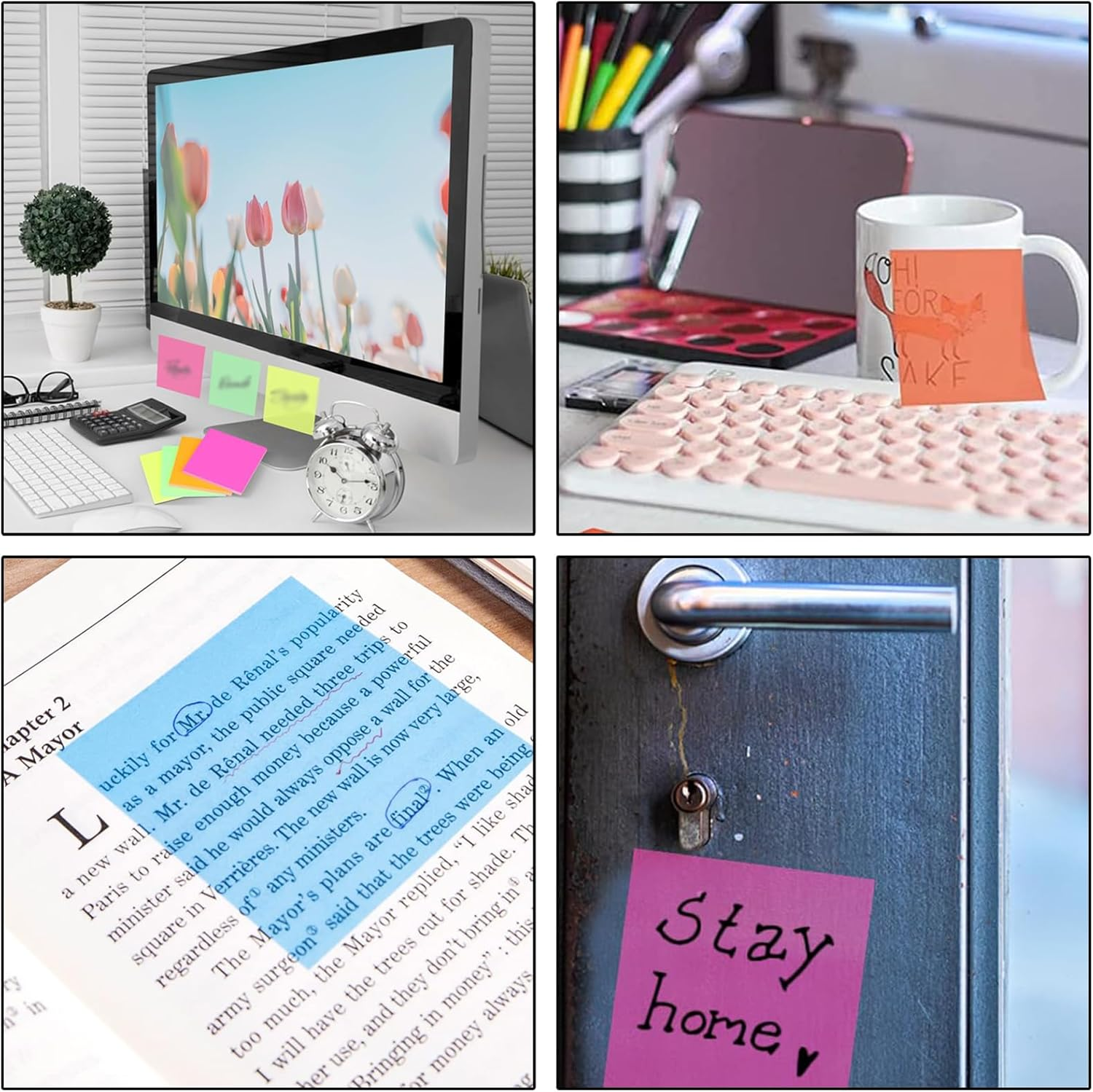 12 Pads Colorful Clear Sticky Notes - 75X75Mm Self Adhesive Transparent Notes for Office School Home Use image number 2