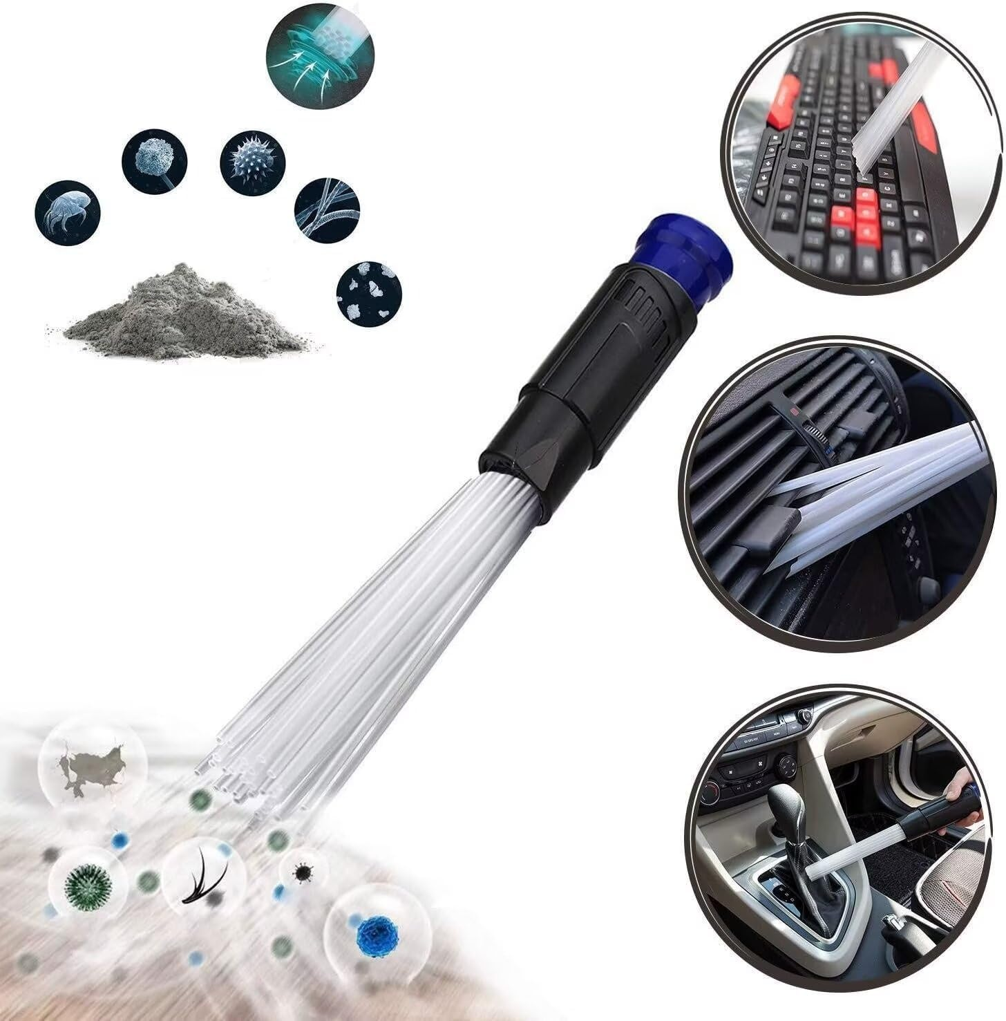 7-Piece Universal Vacuum Attachments Kit, 32Mm/35Mm Vacuum Attachments & Brushes with Adapter, Replacement Vacuum Cleaner Accessories for Household and Car Interior Cleaning image number 2