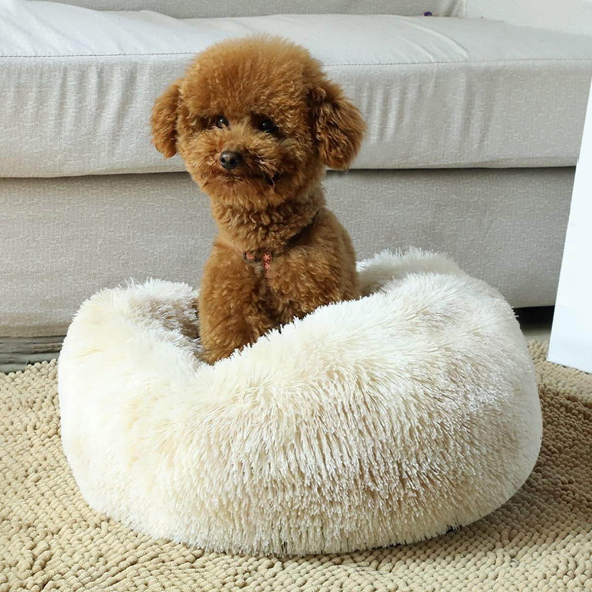 Calming Dog Bed Comfortable Donut Cuddler round Dog Bed Ultra Soft Washable Dog and Cat Cushion Bed Comfortable Pet Bed 43In image number 6