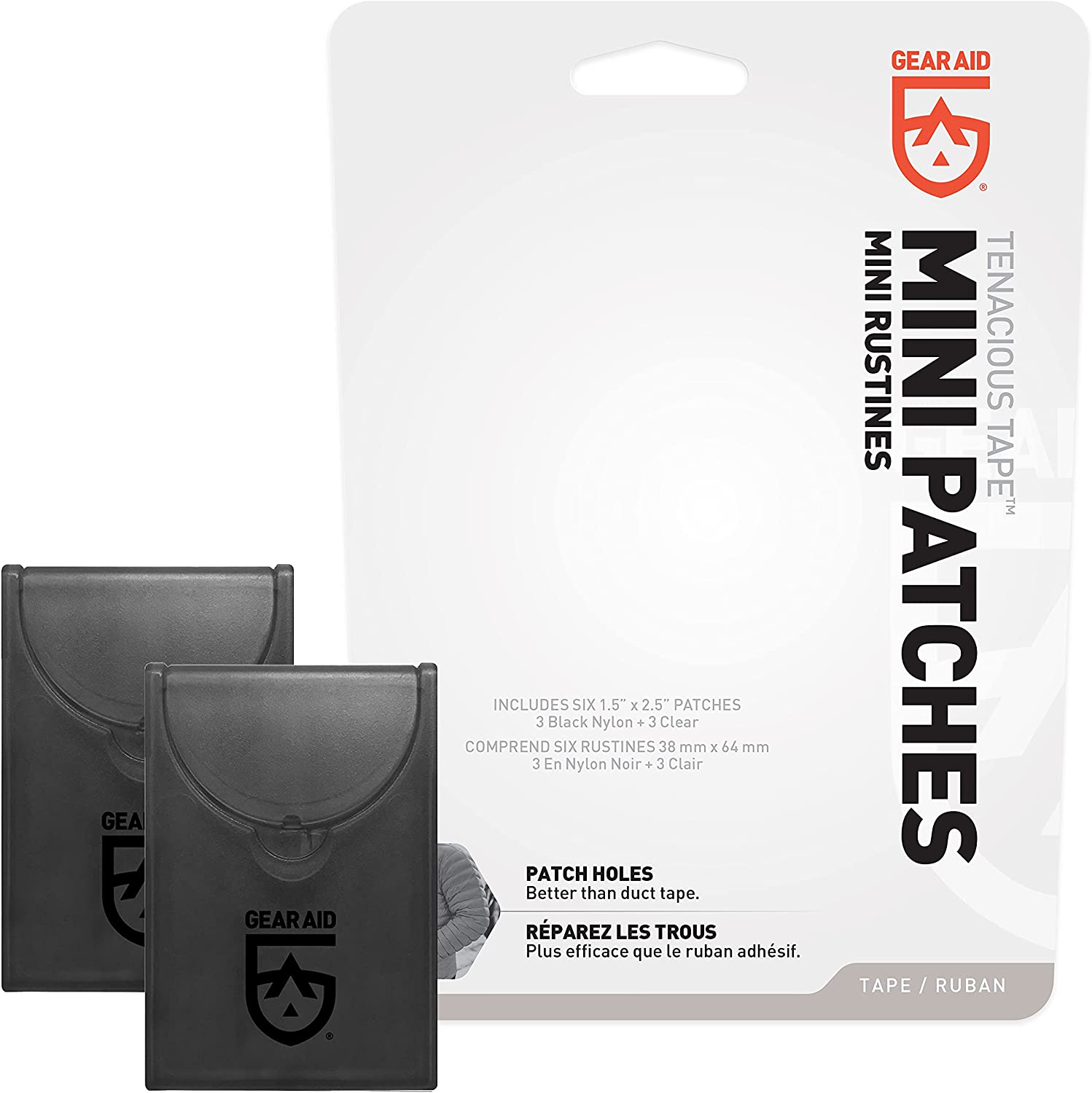 GEAR AID Tenacious Tape Mini Patches to Repair Jackets, Tents and Rain Gear, Black and Clear, 1.5&rdquo; X 2.5&rdquo;, 2 Pack image number 3