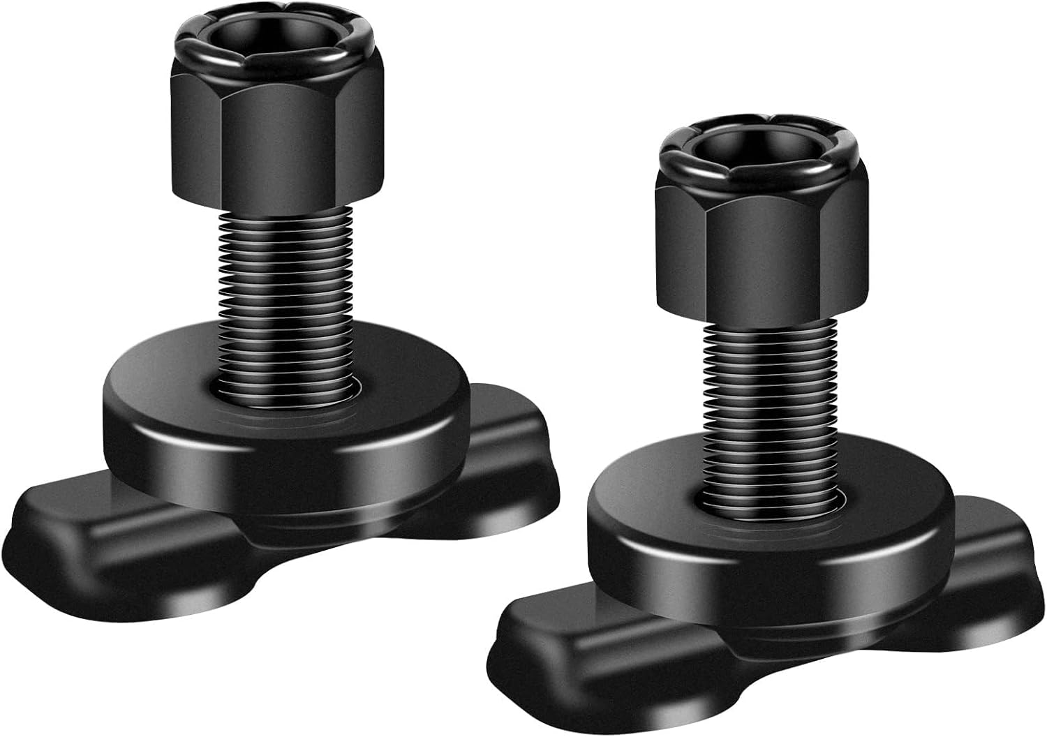 2 Pack L-Track Double Lug Threaded Stud Nut Fitting Tie Down, Used with L Track Rails for Truck Bed or Trailer Cargo Control, Bearing 6000 LBS Heavy Duty Steel, Black image number 4
