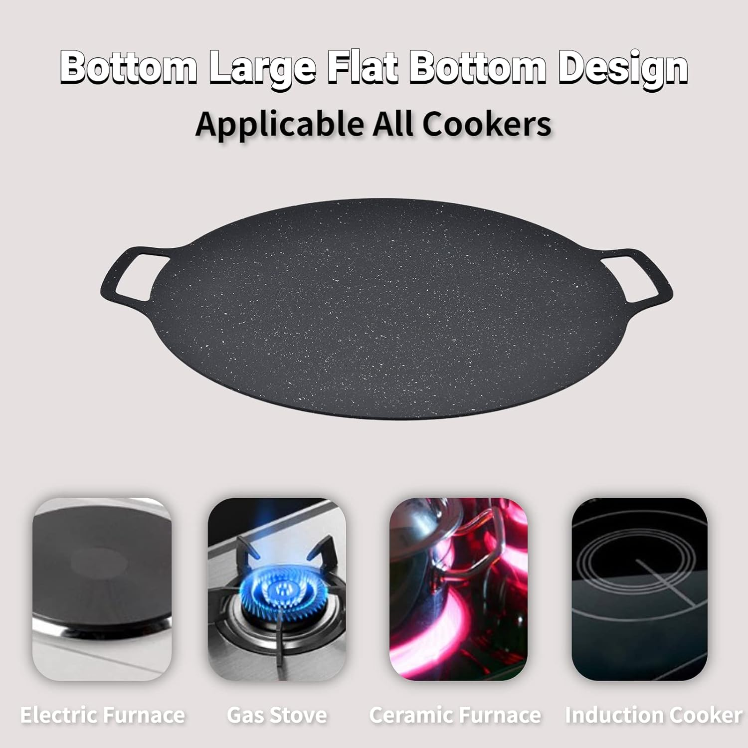 Arsor Korean Style BBQ Grill Pan, Iron Nonstick Barbecue Plate Smokeless round Griddle with Storage Bag Easy to Clean Barbecue Stovetop Plate for Home Camping Indoor Outdoor Grilling(41Cm) image number 6