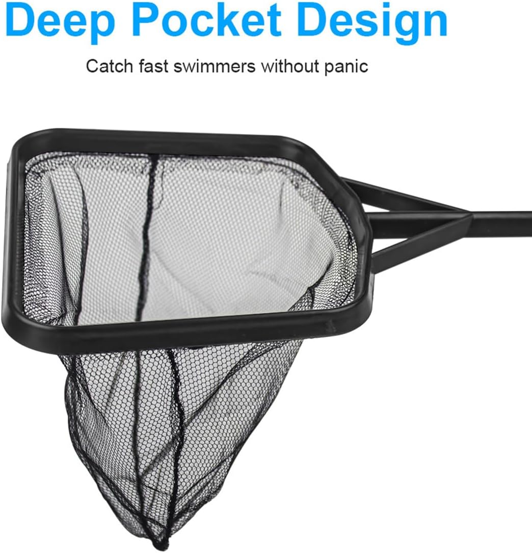 Yamibobo Portable Long Handle Aquarium Fish Tank Fishing Net Square Aquarium Fishing Net Landing Net Fish Floating Objects Cleaning Tools image number 6