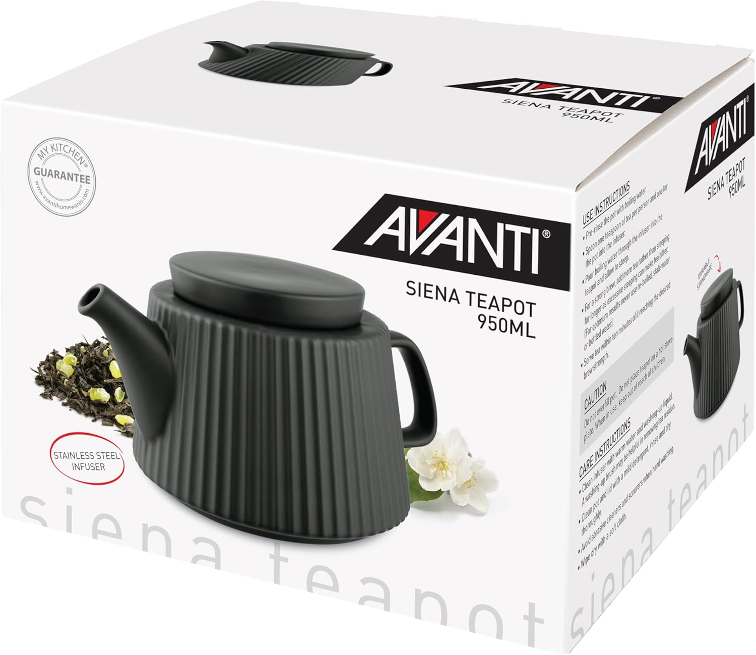Avanti Sienna Stoneware Teapot, 950 Ml Capacity, Charcoal image number 4