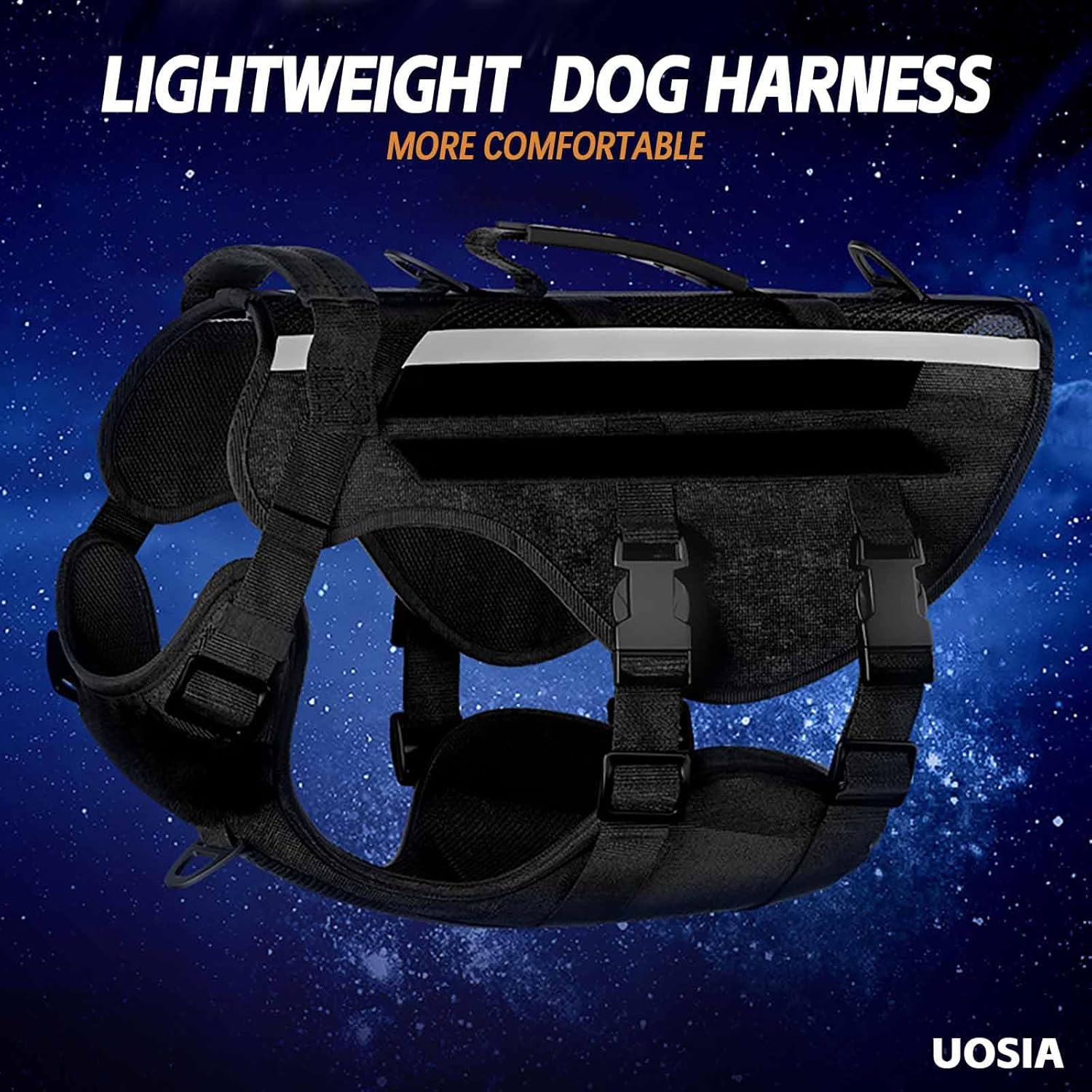 UOSIA Tactical Dog Harness Military Pet Harnesses Vest No-Pull Service Dog Vest Large Breed Reflective Dog Harness for Outdoor Training Walking Hiking image number 4
