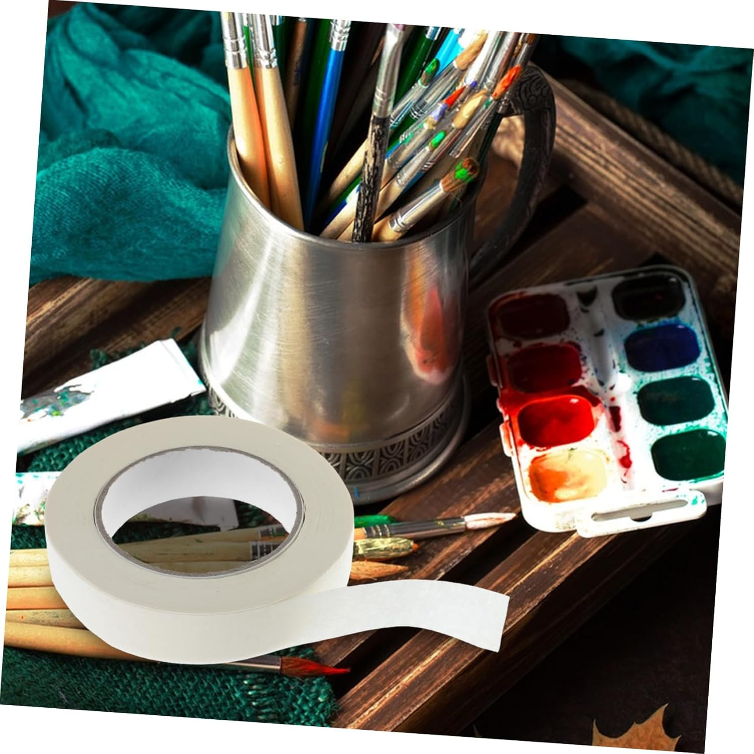 Jojofuny Masking Tape Roll Thin Tearable Adhesive Masking Tape for Painting Supplies Car for DIY Art Projects and Watercolor Painting image number 3