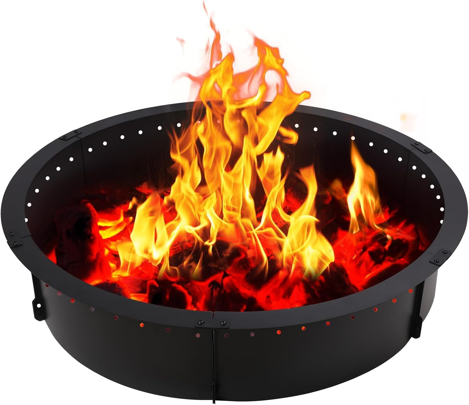 40 Inch Fire Pit Ring,Large round Insert Firepit for Outdoor Fire Liner Wood Burning Heavy Duty Metal Campfire Ring above or In-Ground, Black 40-Inch Outer/36-Inch Inner Diameter image number 6