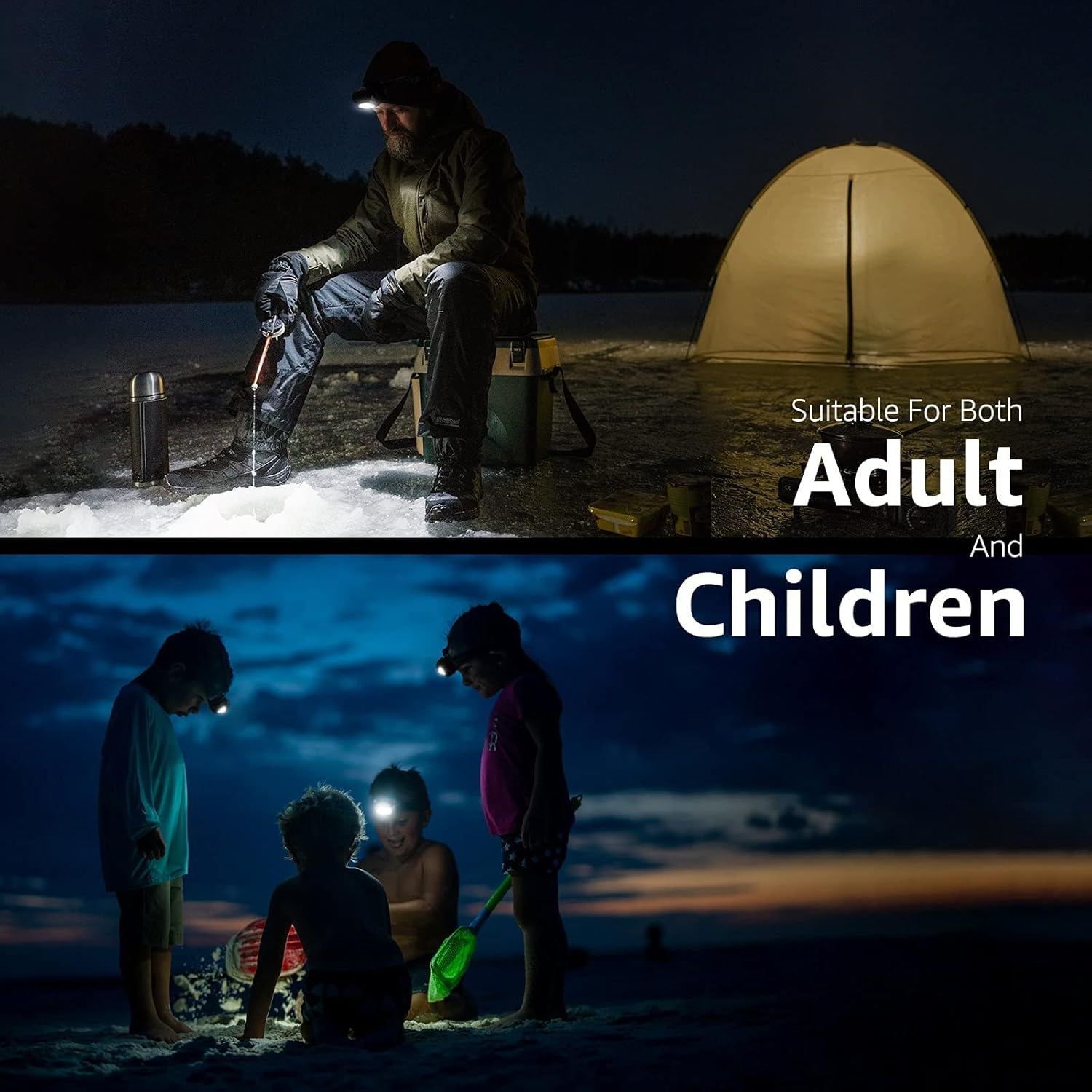 LE Head Torch Rechargeable, [2 Pack] 1000L Super Bright LED Headlamp Waterproof with Red Warning Lights 5 Lighting Modes 30 Hours Runtime Lightweight Headlight Flashlight for Cycling Running Camping image number 6