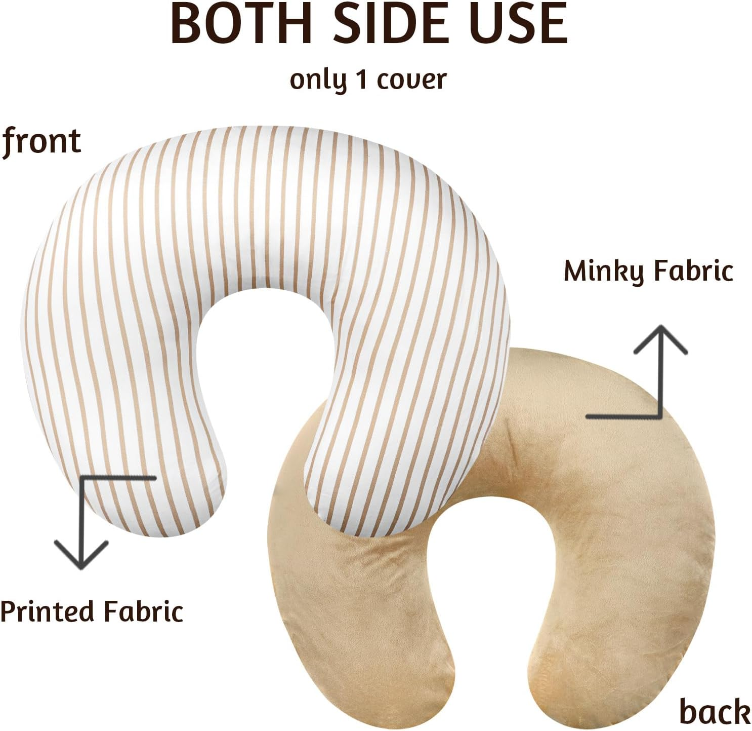Nursing Pillow Cover 1 Pack, Removable Nursing Pillow Cover for Breastfeeding Pillows, Super Soft Comfortable Slipcover for Boy and Girls, Light Brown - Light Brown image number 4