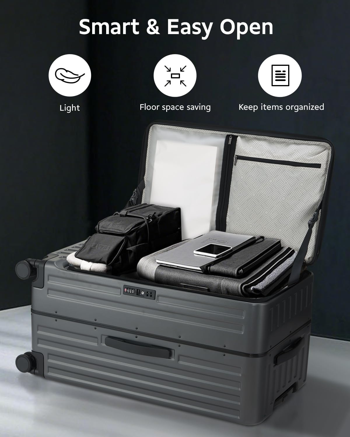 CENSIEN Checked Luggage, Large Suitcase 29 Inch Trunk Luggage with Spinner Wheels, Lightweight ABS+PC Hard Shell with Aluminum Frame, Top Opening, TSA Lock (Grey, 1PC) image number 1