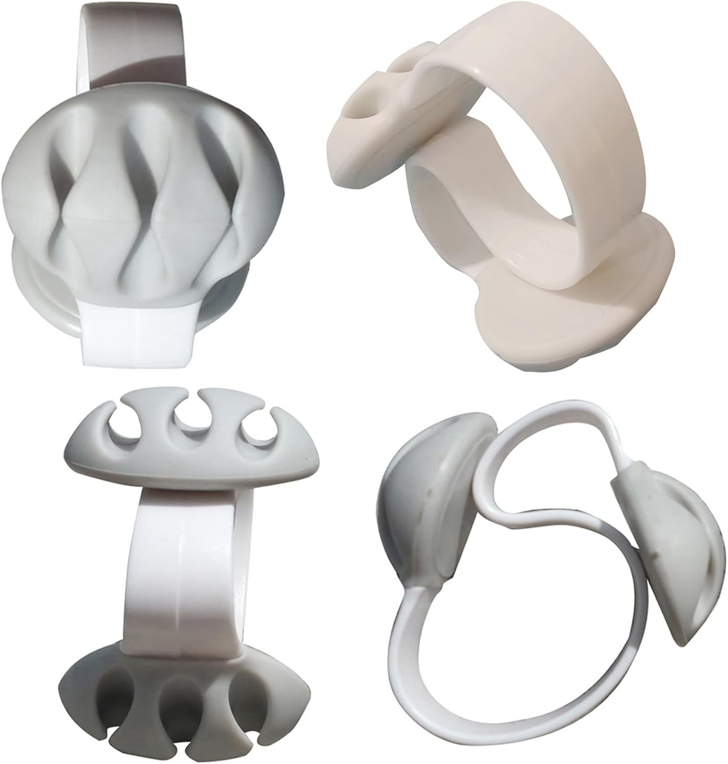 Coralpearl Desk Cable Drop Clips Non-Adhesive, Table Cord Stay Holder Weighted, Small Wire Management Clamp Removable, Silicone Tidy Organizer Keeper for Phone Computer Chargers (4 White)