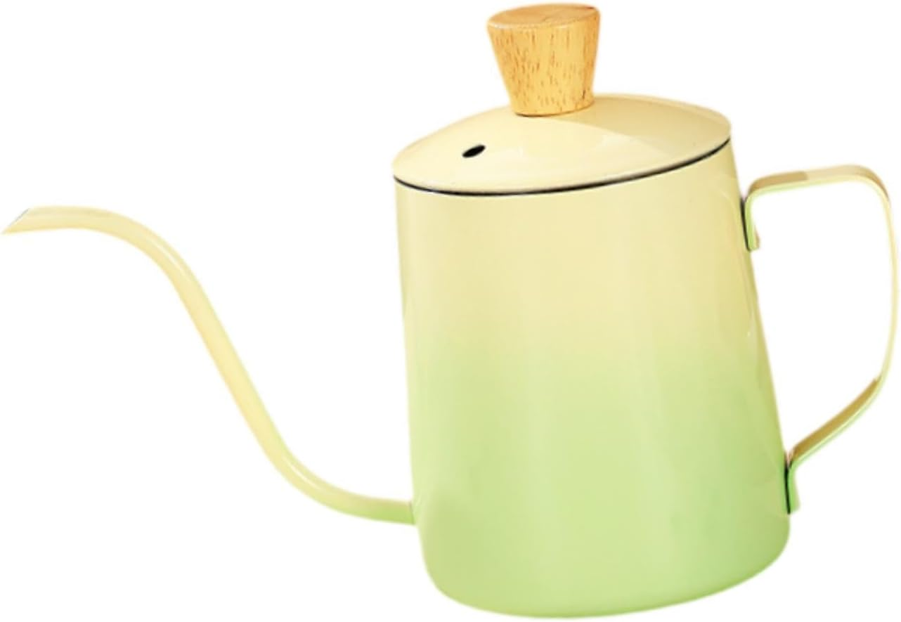 Espresso Pour over Coffee Kettle 600Ml Stainless Steel 8.7X9.8Cm for Baristas anti Rust Multifunctional Hand Drip Coffee Pot, Gradient Green - Gradient Green image number 3