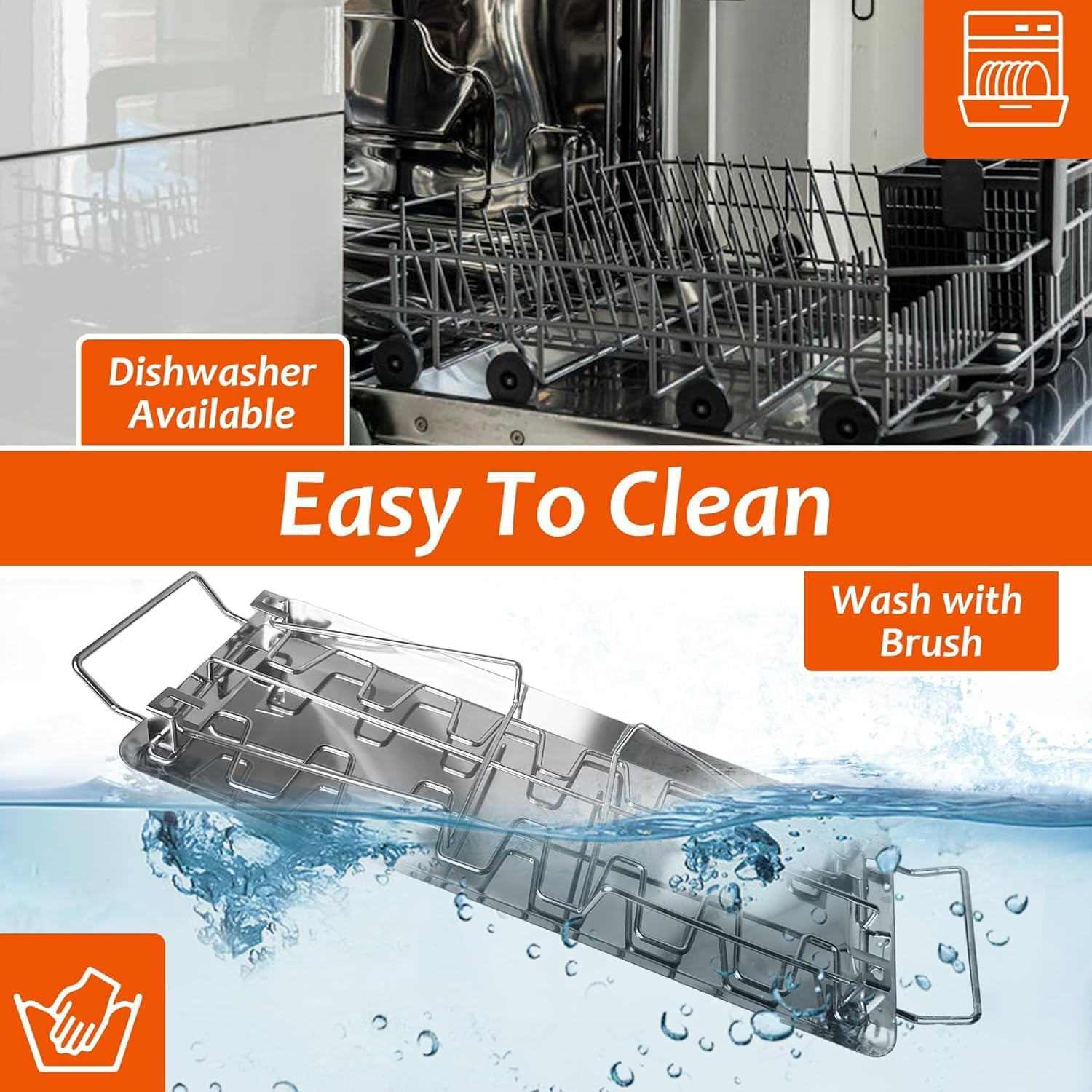 Cozioz Chicken Leg Rack for Grill with Drip Tray,Chicken Drumstick Holder,Chicken Wing Rack,14 Slots Stainless Steel,Rib Grill Racks for Smoker,Grilling Accessories (14 Slots) image number 5