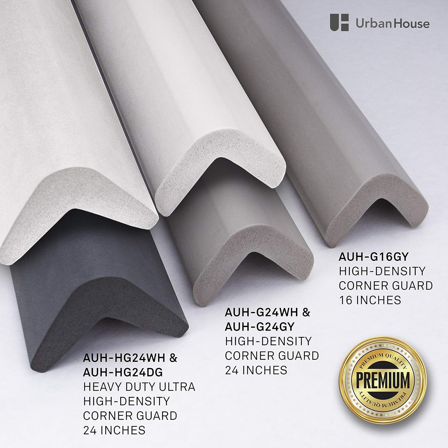 Urban House (2-Pack) High-Density Corner Guard Edge Protector & Bumper for Parking Garages, Workshops, Baby Proofing Walls and Furniture - Neutral Grey, 24 Inches. image number 3