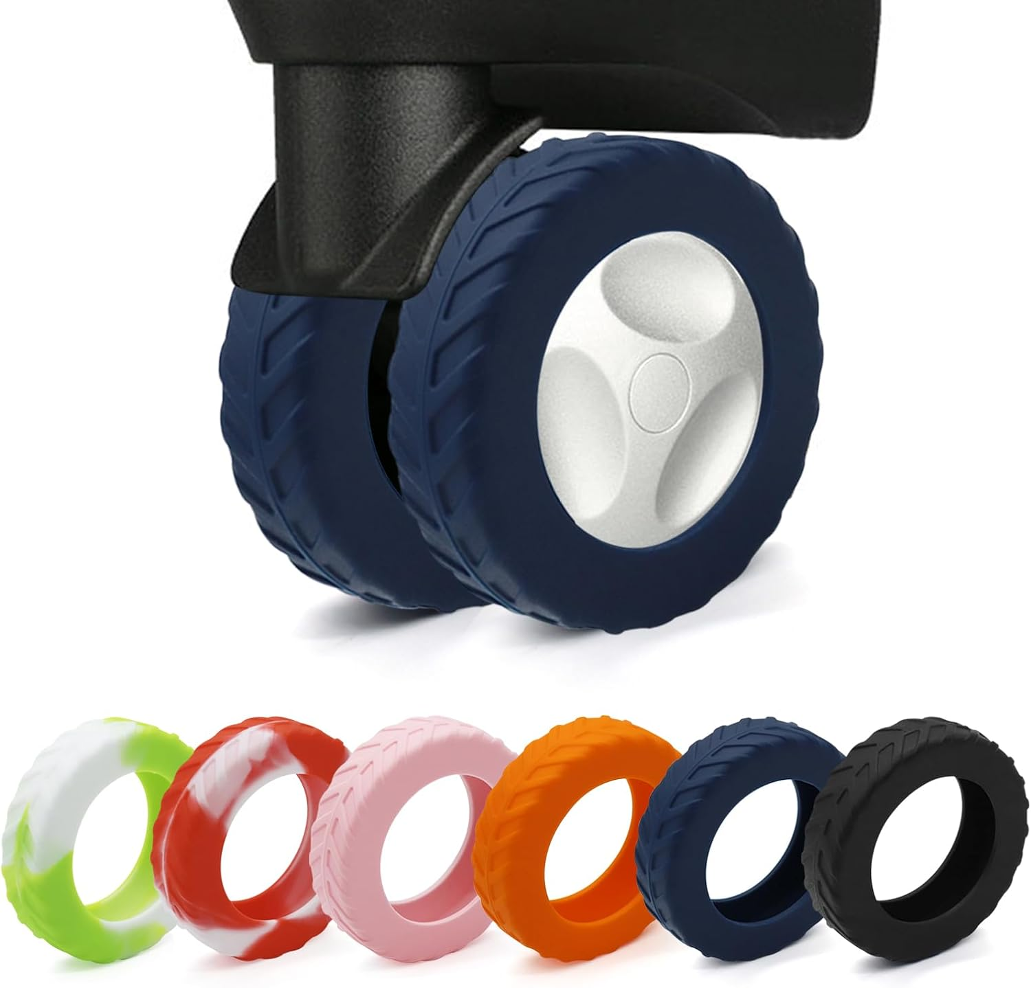 XYOFUN Luggage Compartment Wheel Protection Cover,Latest Upgrade Carry on Luggage Wheel Covers,Level 8 Travel Suitcase Wheel Cover,Anti Dust&Scratch Noise Reduction Wheels Protector(Dark Blue,8)