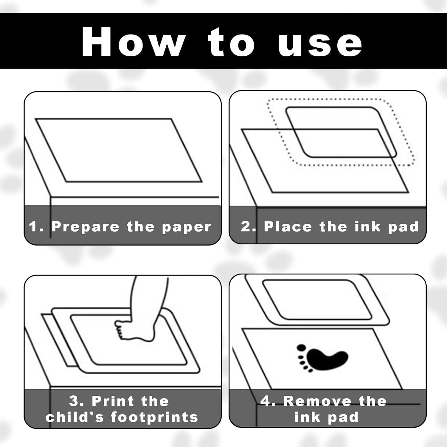 8 Pieces Baby Handprint and Footprint, Baby Imprint Set for Newborns, for Handprint, Footprint & Paw Print, Baby Footprint Set, Cat, Baby Footprint Set, for Newborns
