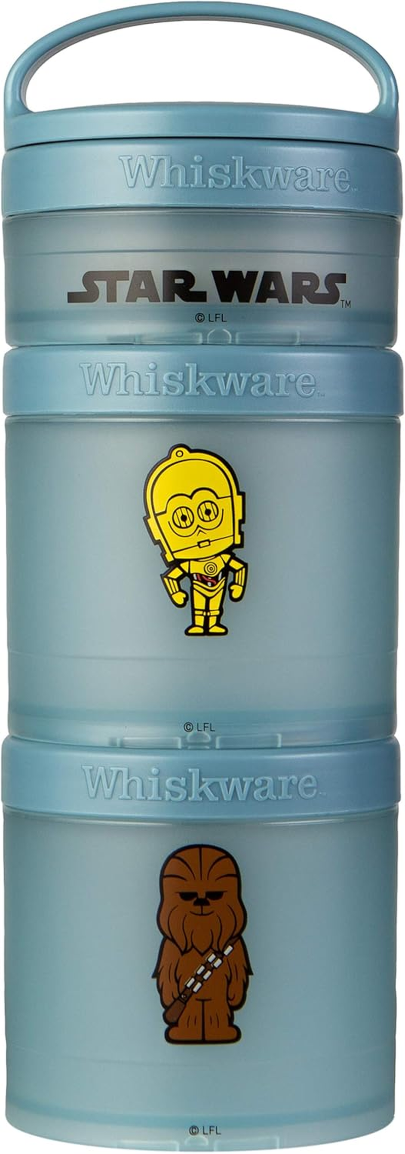 Whiskware Star Wars Stackable Snack Containers for Babies, Kids, and Toddlers, 3 Stackable Snack Cups for School and Travel, Formula and Cupholder Friendly, Stormtrooper and Darth Vader