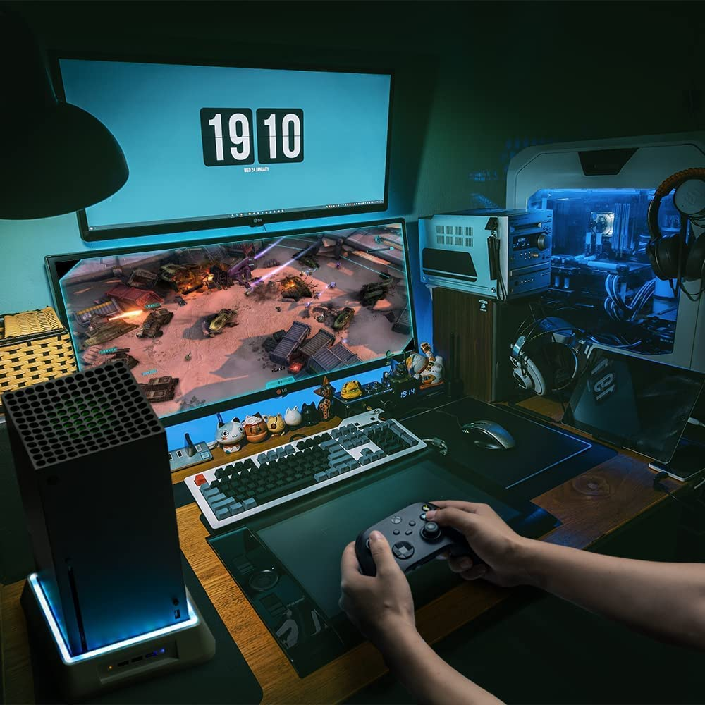 Iesooy Upgraded Cooling Fan for Xbox Series X, RGB LED Light Stand Base with 3 Levels Adjustable Speed Cooling Fan Cooler System, Low Noise, Extra 3 USB Ports(Black) image number 5