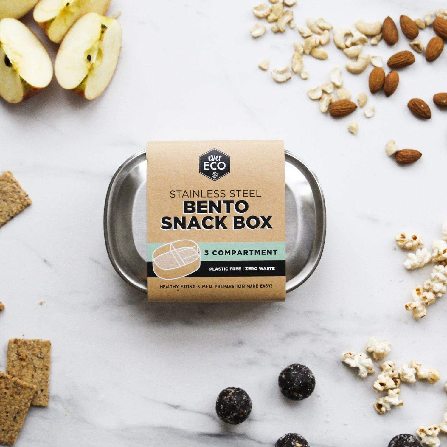 Ever Eco Stainless Steel Bento Snack Box 3 Compartments, 580 Ml Capacity image number 3