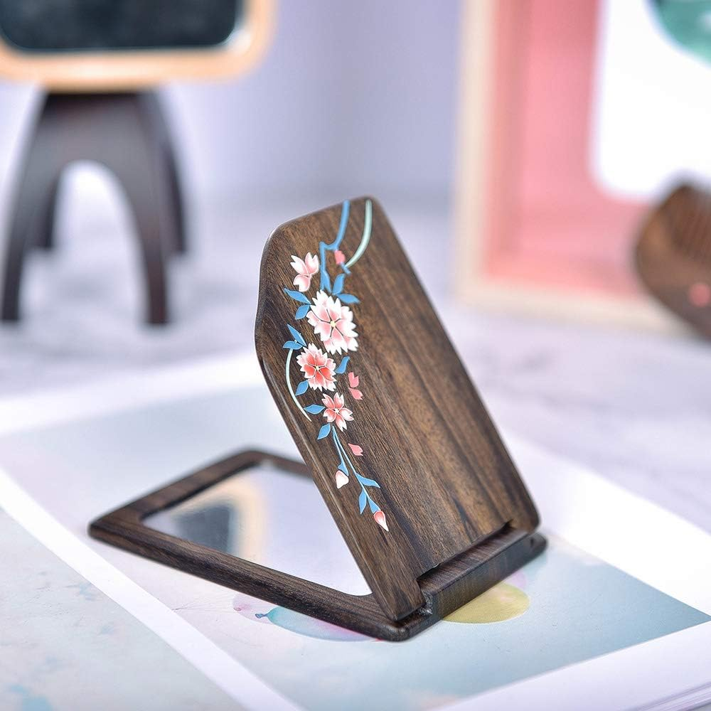 TAN MUJIANG Natural Wooden Comb & Mirror Set - Handcrafted Natural Wooden Haircare Kit with Sakura Design image number 1