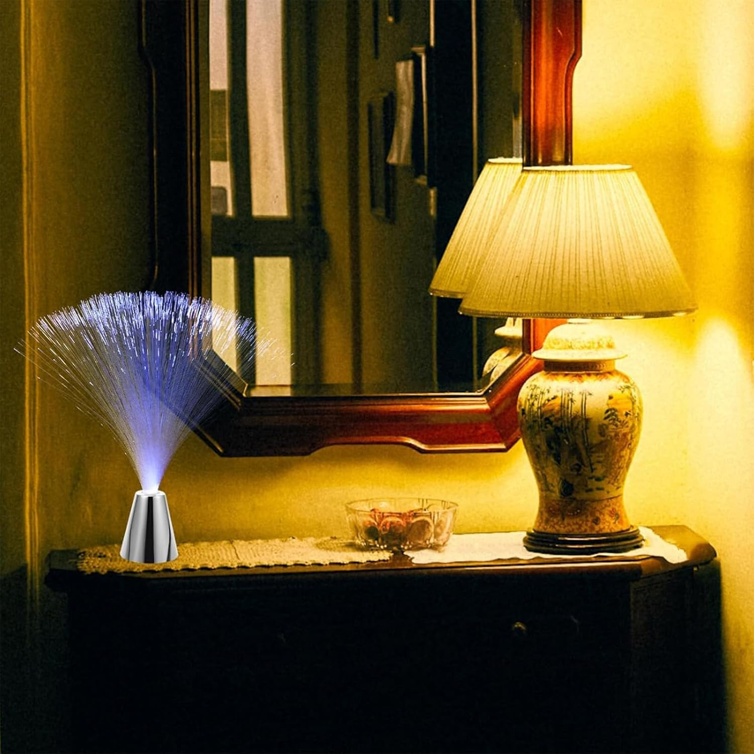 MODOAO LED Color Changing LED Lamp, 7 Colors Colorful Fiber Optic Lantern Battery Operated Mood Night Light Festival Atmosphere Lamp for Living Room Bathroom Bar Party image number 3