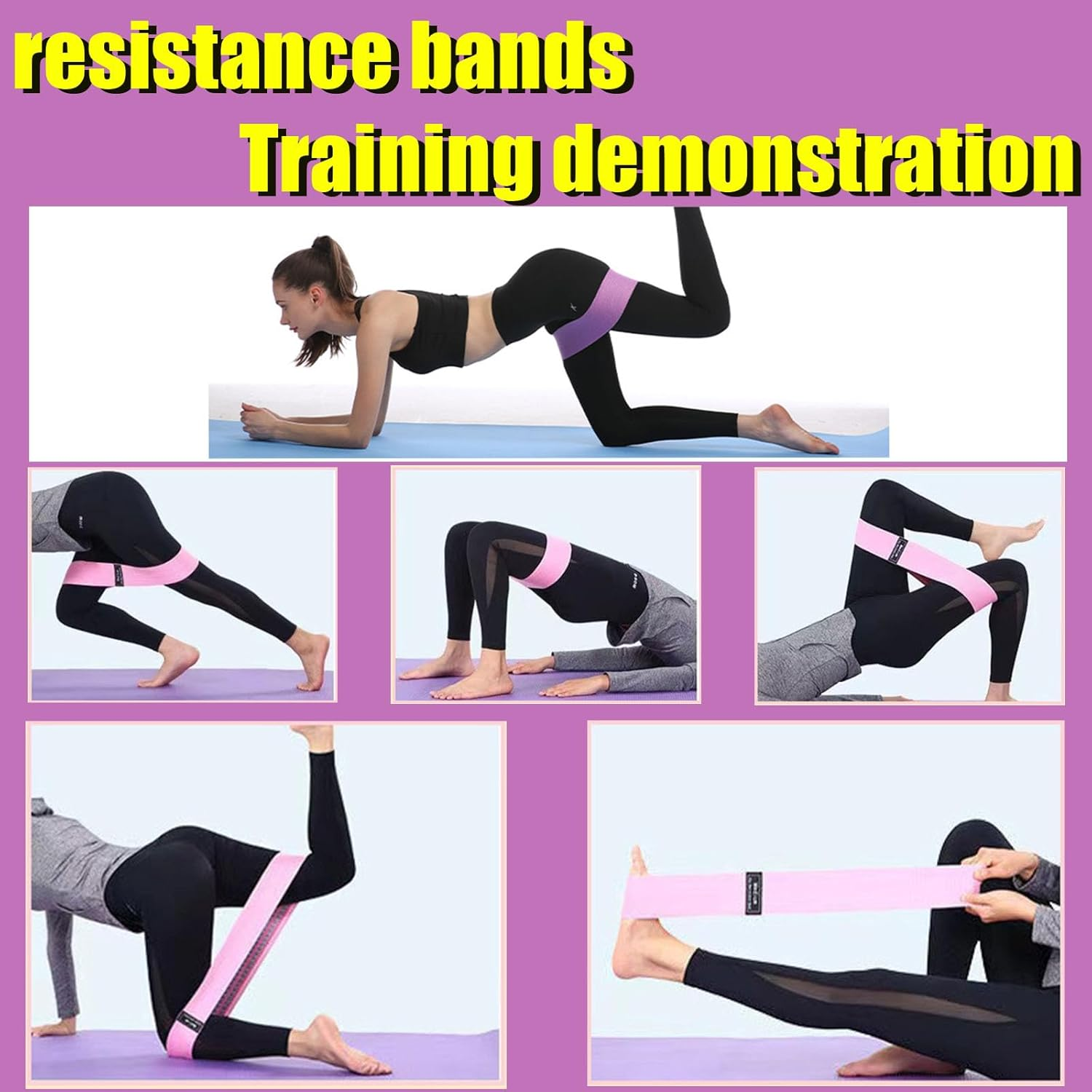 Resistance Bands Set, Upgrade Exercise Bands with Non-Slip Design for HIPS & Glutes Booty Bands for Women and Men, Workout Bands for Home Fitness, Yoga, Pilates image number 3