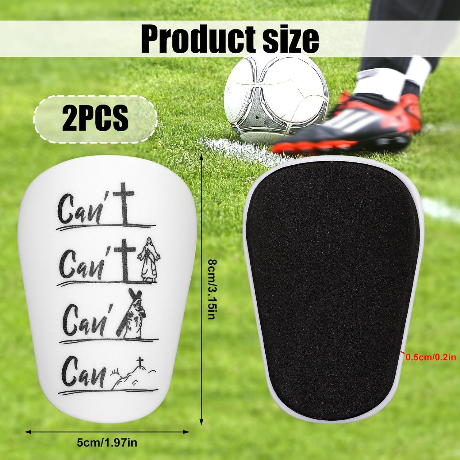 2Pcs Shin Guards, PBT and EVA Material Shin Guards Soccer 8X5Cm/3.15X1.97In Mini Shin Guards Soccer Protective Small Football Shin Guards for Teenagers Adults Sports image number 1