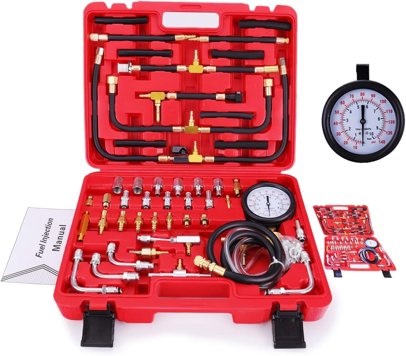 BETOOLL Pro Fuel Injection Pressure Tester Kit Gauge 0-140 PSI image number 1