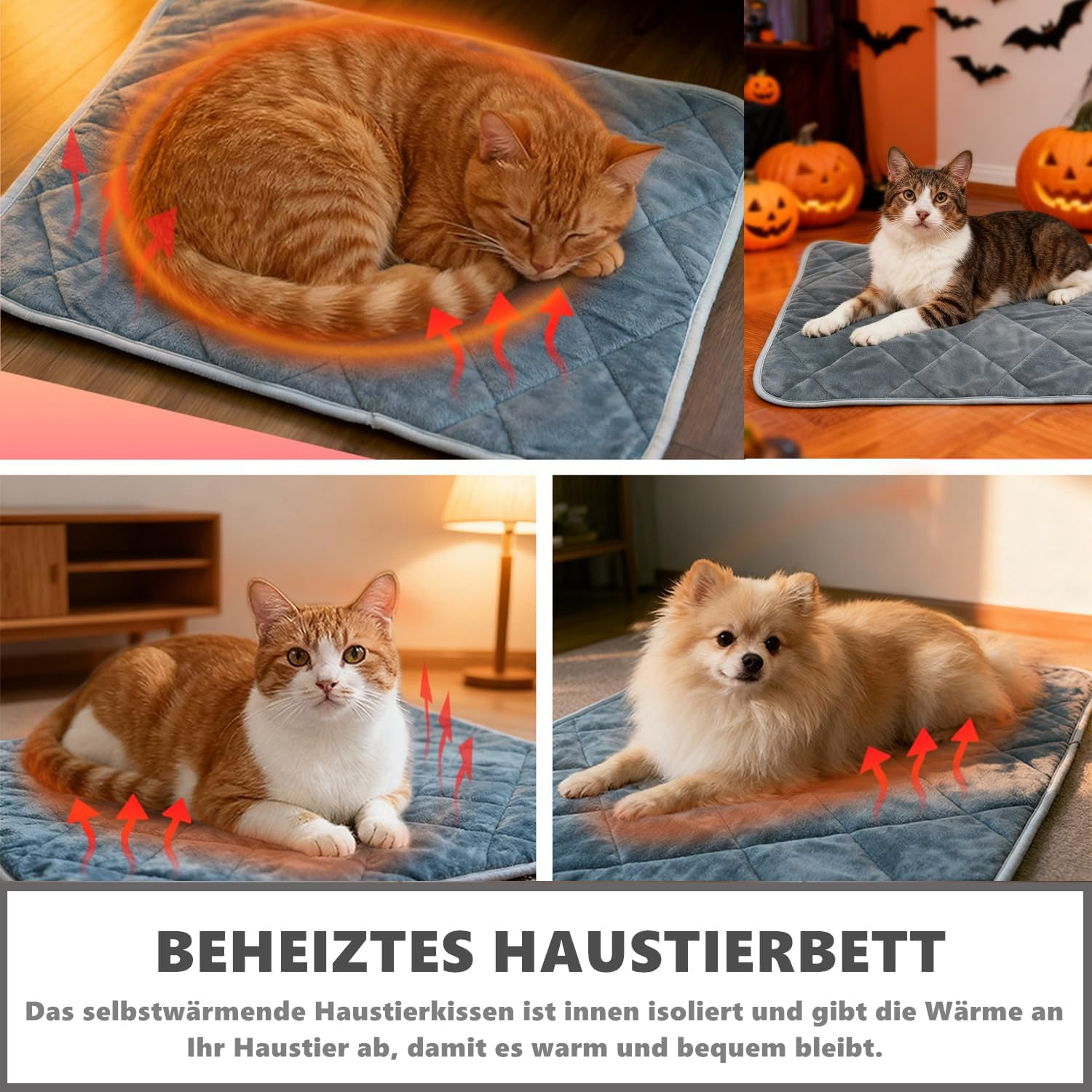 Norhogo Pet Warming Mat, Dogs, Cats, Pets Heat Mat, Dog Mat, Winter Dog Blanket, Self-Heating Blanket for Cats, Puppies, Travel, Camping, 40 X 50 Cm (Navy Blue) image number 6