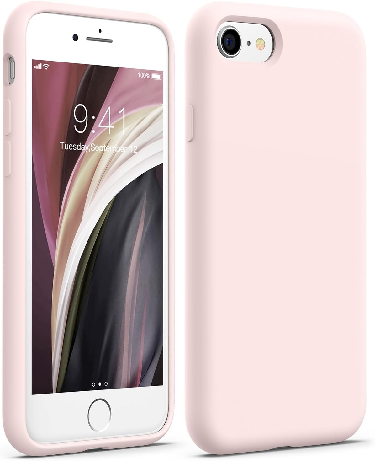 AOTESIER Slim Silicone Case for Iphone SE 2020 Case/Iphone SE 2022/Iphone 7/8 Case 4.7 Inch,Premium Liquid Silicone Rubber Full Body Military Shockproof Protective Phone Case, Chalk Pink