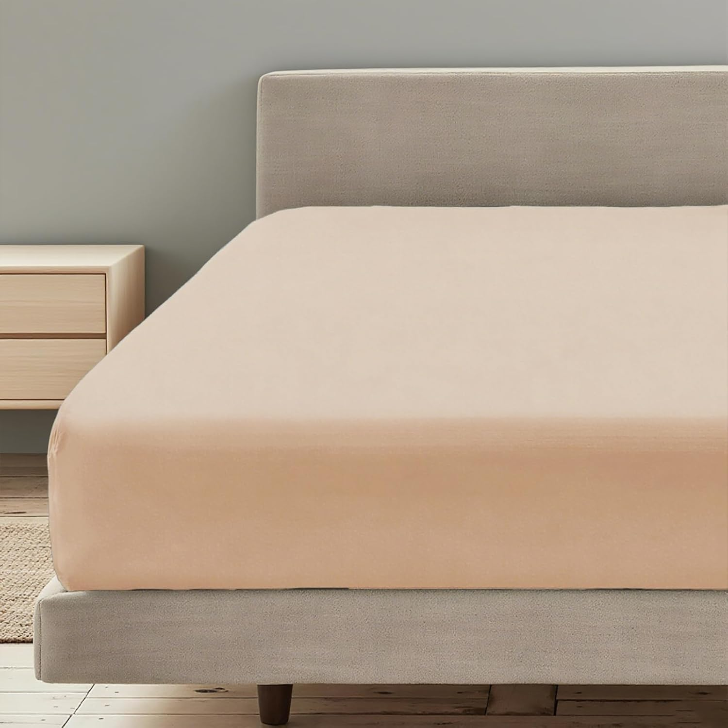 Lakora Queen Size Fitted Sheet Only 1 Piece - Ultra Soft 2000TC Brushed Microfibre Fabric, 35Cm Deep Pocket Sheets, Light Grey