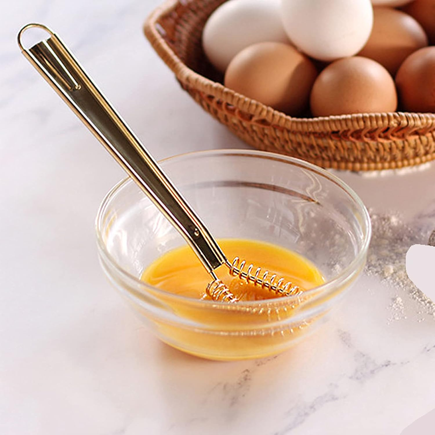 2PCS Stainless Steel Mini Whisk with Heat Resistant Silicone - Small Egg Beater, Manual Hand Whisker, Spring Coil Wire Blender for Kitchen, Coffee, Sauce, Milk, Cooking, Baking, Beating