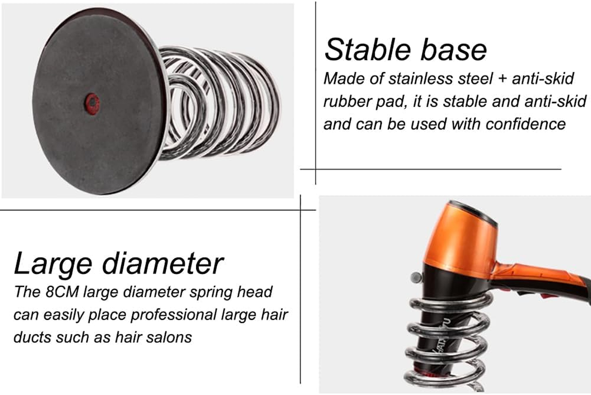 ASSYA Large-Caliber Hair Dryer Stand, Acrylic Spring Bracket, Stainless Steel Base, Suitable for Professional Beauty Salons and Home Use,Blue image number 2