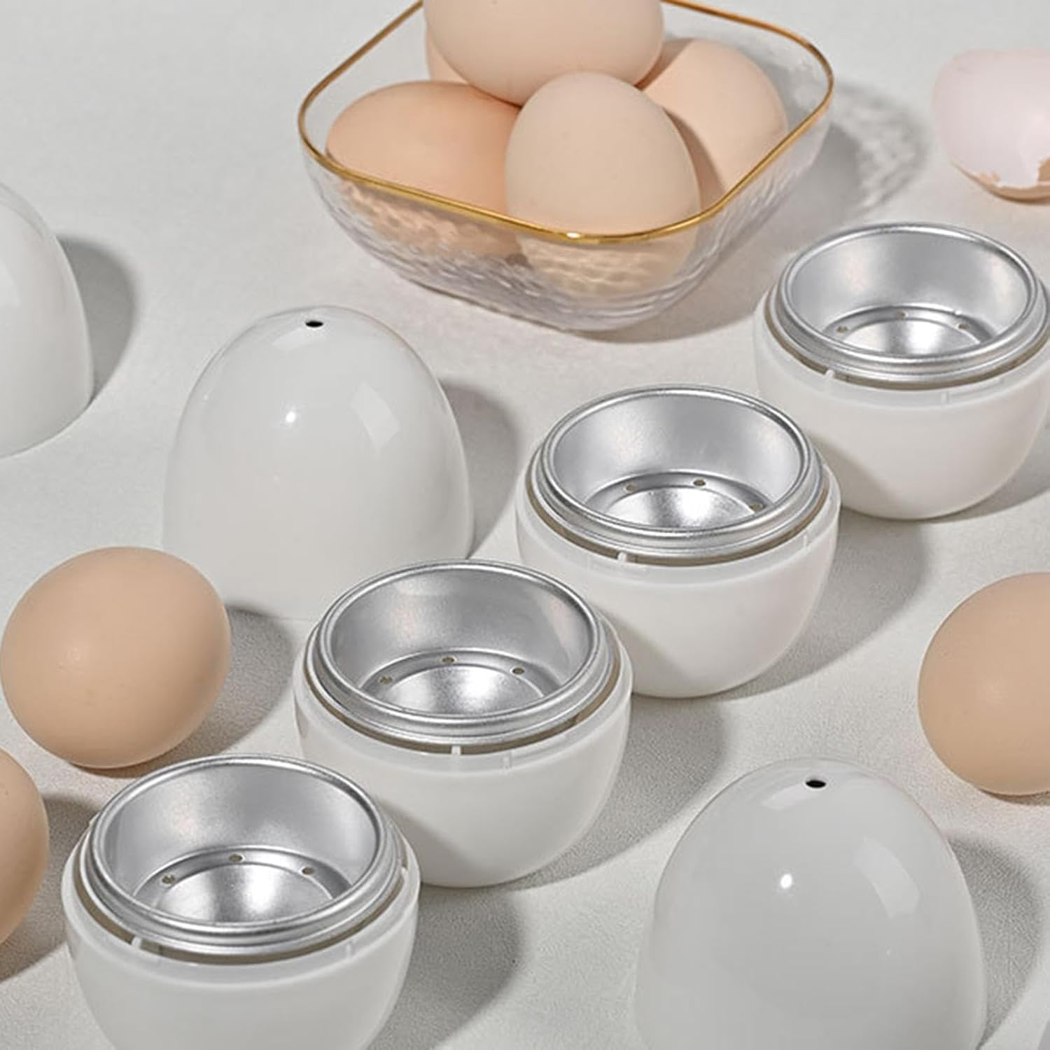 2024 New Microwave Egg Boiler, Microwave Egg Cooker Maker for 1/4 Egg, Boiled Egg Poachers with Lid, Rapid Egg Cooker Microwave Boiled Egg Maker for Hard Soft Boiled Egg Cooker Steamer (1 Egg) image number 3