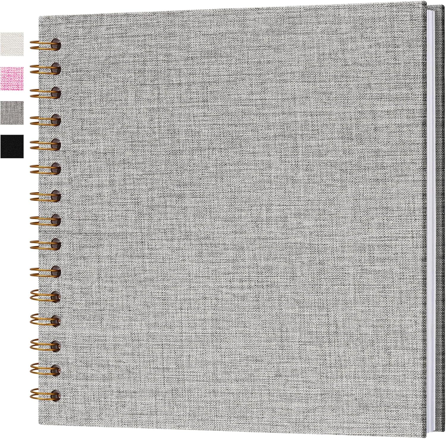 10X10 Inch Scrapbook DIY Photo Album Linen Cover Hardcover White Pages 20 Sheets Small Scrap Memory Book Beige