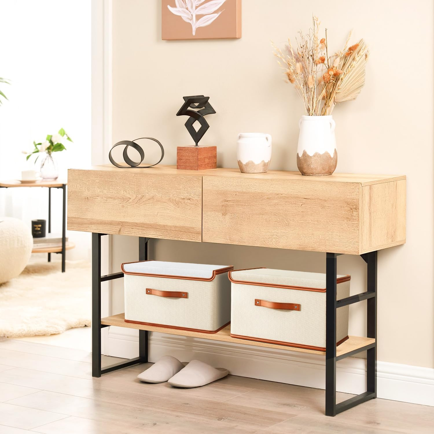 Cyperever 4 Pack Foldable Storage Box with Lid and Handles, L37 &times; W27 &times; H26 Cm, 26L Linen Storage Closet Organiser, Clothes Storage Organizers, Collapsible Fabric Storage Bins for Clothes Sheet image number 2