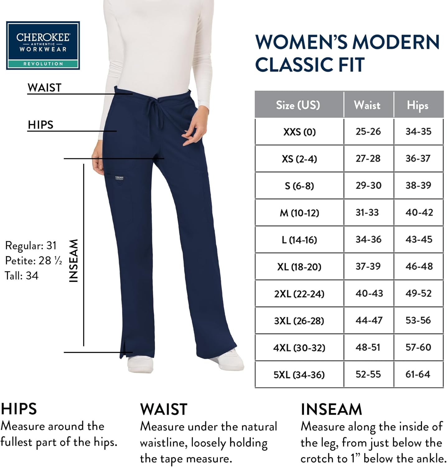 Cherokee Workwear Revolution WW120 Women'S Mid Rise Moderate Flare Drawstring Pant image number 5