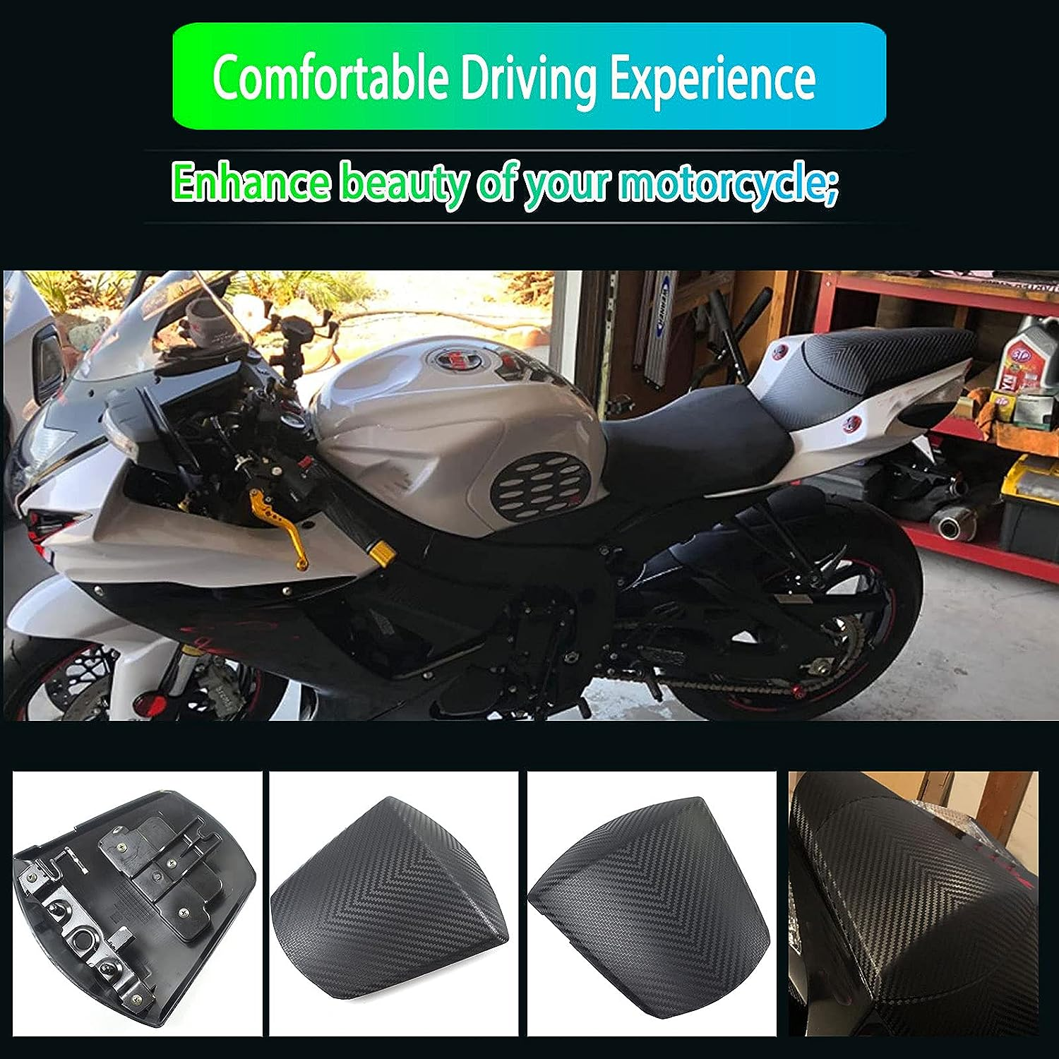 Rear Seat Cover Cowl Passenger Pillion Tail Solo Seat Cowl Fairing Fit Forsu-Zu-Ki GSXR 600 GSXR 750 GSX-R 600 GSX-R 750 2011 201 2013 2014 2015 2016 2017 2018 2019 2020 2021 2022 2023 2024 image number 6
